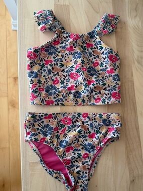 GAP Girls Floral Tankini Set - Pink, Blue & Yellow